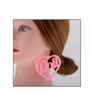 Women Acrylic Eardrop Earrings Love Heart Dangler Statement Dangle Drop Earrings