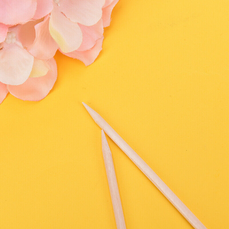 50Pcs Orange Wood Sticks for Nail Art Cuticle Pusher Remover Manicure To Ew