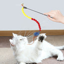 Cat Teasing Stick Colorful Pompom Feather Wand Fun Pet Teaser Rod Toys (02) A