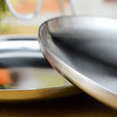 2pcs Stainless Steel Round Without Lid Serving Dish Platter Kitchen Buffet