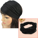 1pcs Lady Wide Lace Floral Hairband Headband Wrap Turban  Black