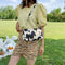 Women Cow Milk Crossbody Bag Leather Female Totes Shoulder Handbag (Yellow)
