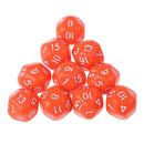 10pcs/Set For TRPG Game   D&D 16 Sided Acrylic Dice Orange