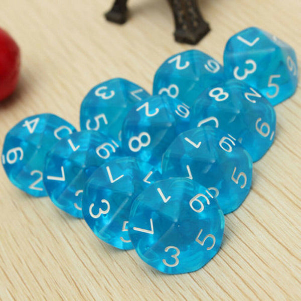 10pcs Red D10 Dice+10pcs Blue D10 Dice for  Games Gift