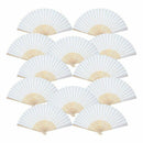 12 Pack Hand Held Fans White Paper fan Bamboo Folding Fans Handheld Folded