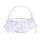 Flower Girl Basket White Flower Basket Wedding Flower Basket Bow Bride Wedd K3L9