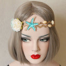 Women Headband Hair Jewelry Handmade Artificial Flowers Starfish Nature Shell I4
