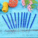 10pcs Blue Soft Handle Aluminium Crochet Hooks Sweater Knitting Needles Kit