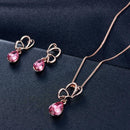 2pcs/set Elegant Crystal Earrings Water Drop Pendant Necklace Women Jewelry