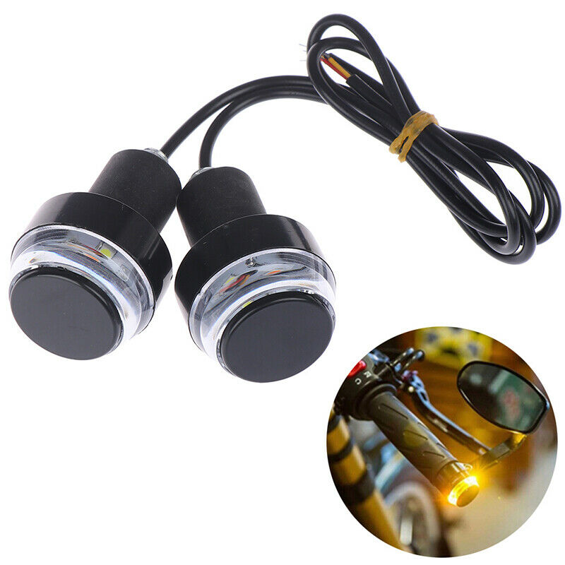 2Pcs Motorcycle Turn Signal LED Light Indicator Blinker Handle Bar End Light FT