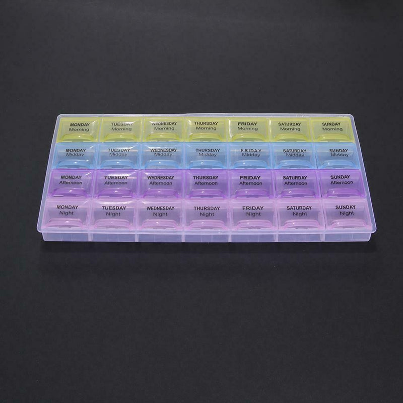 28 Compartments Plastic Pills Box Portable Home Pills Storage Organizer