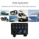 5 GANG ON/OFF TOGGLE ROCKER SWITCH PANEL W/ 12V-24V LED VOLTMETER 4.1A, DUAL USB