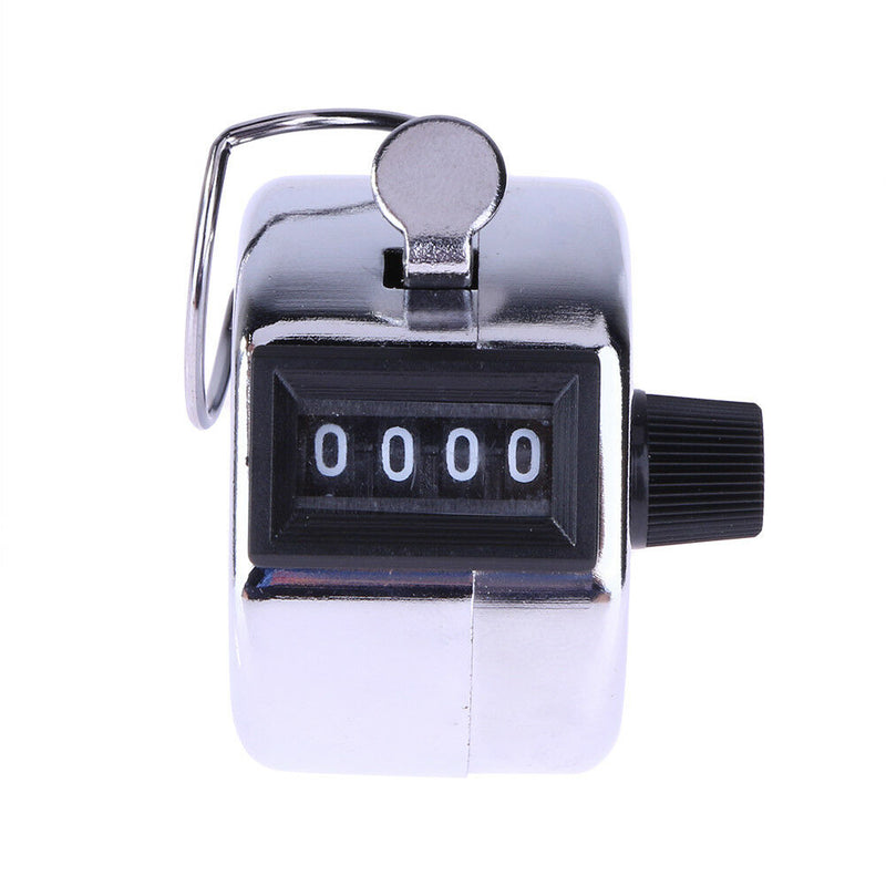 Digital Hand Held Tally Metal Counter 4 Digit Number Manual Clicker Golf Chrome