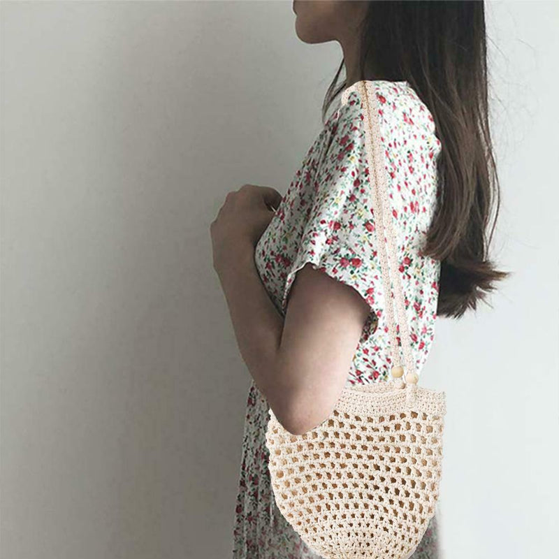 Women Crossbody Bag Woven Bucket Mobile Coin Purse Messenger Oval Shoulder Bags