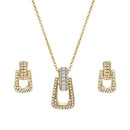 Women Rhinestone Geometric Zipper Dangle Stud Earrings Necklace Jewelry Set A