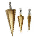 3pcs Durable High Speed Steel 4241 Titanium Multifunction Cone Step Drill  NQN