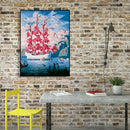 DIY Digital Oil Painting By Numbers Flower Boat Canvas Picture Decoration