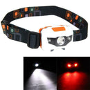 300LM Mini Super Bright Headlight R3 + 2 LED 4 mode white orange