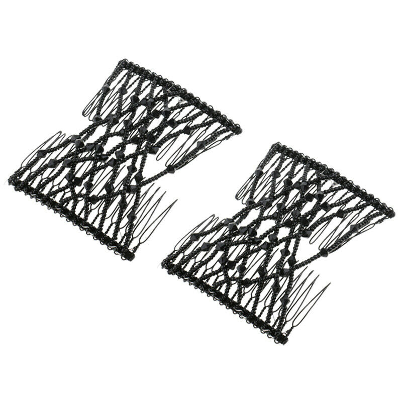 2pcs Magic Beading Stretch Hair Combs Double Clips Hair Styling Accessories for