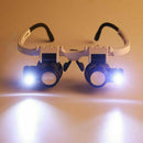 Double Eye Jewelry Watch Repair Magnifier Loupe Glasses With LED Light New