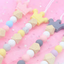 Silicone Wood Beads Baby Pacifier Clip Chain Cute Flower Crown Pacifier Cli