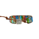 Chakra Bracelet Handmade Natural Stone Tube Beads Leather Wrap Women's Bangle