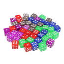 Bag of 50 Pieces of Transparent Dice Set of 5 Colors of 16mm D&D MTG Board Games