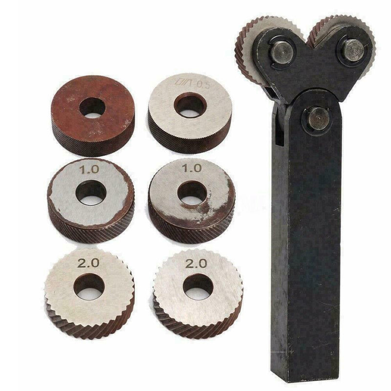 7pcs/set Knurling Tool Diagonal Single Wheel Linear Set Knurl 0.5/1/2mm Pit L5T4