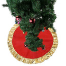 Red Christmas Tree Skirt Ruffle Edge Tree Apron Golden Cloth Ornament Decor