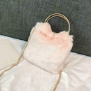 Fashion Soft Plush Handbag Women Shoulder Messenger Bag Travel Tote (Pink)