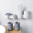 White Toothbrush Holder Wall Hanging Toothpaste Mouth Cup Waterproof Hangin