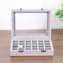 24 Grid Velvet Women Jewelry Packaging Boxes Ring Earrings Organizer Case
