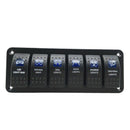 Waterproof 6 Gang 2LED Light Rocker Switch Panel Circuit Breaker 12V boat m