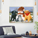 DIY Round Diamond Painting Snowmen Animals Cross Stitch Needlework (QF622)