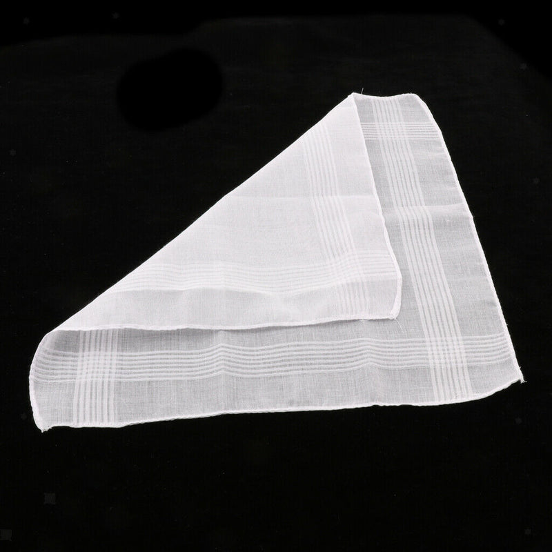 3pcs Men Soft Cotton Handkerchiefs White Pocket Square Comfy Hanky Kerchief