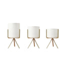Set Of 3Pcs Ceramic Flower Planters With Iron Shelf Succulent Plant Pot HomeI3M7