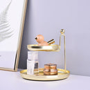 1X(Iron Double Layer Storage Tray Sundries Snacks Jewelry Cosmetic Display