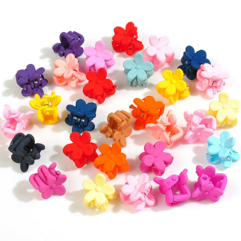30pcs Kids Baby Girls Claw Hairpins Mini Colorful Hair Clips Clamp Flower Style