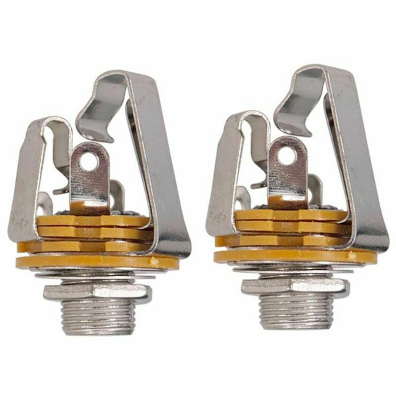 2Pcs 1/4 inch 6.35Mm Stereo Input Jack Plug Socket For Electric Guitar Bass