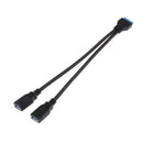 USB 3.0 20Pin Motherboard Female to 2 Type-A Female Connectors Y-Cable