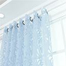 Flower Carving Sheer Window Curtain Rod Pocket Drape Panel 39x98inch Blue