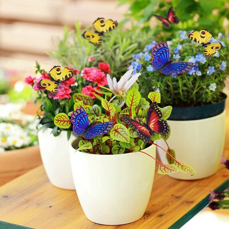20 Pieces Garden Butterflies Stakes And 4 Pieces Dragonflies Stakes Garden
