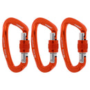 3 Pieces 25KN Screw Lock Carabiner Rock Tree Climbing Rescue Hammock Hook