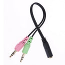 3.5mm Stereo Audio Female to 2 Male Headphone Mic Y Splitter Cable Adapter