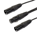 3P XLR Female Jack to Dual 2 Male Plug Y Splitter Cable Adaptor Cord 1Ft A