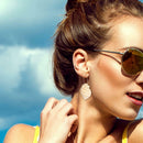 Rhinestone Conch Dangle Ear Hoop Women Drop Earrings Beach Jewelry Gift