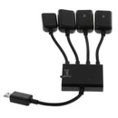 4-port Micro USB Cable Adapter Data Cable OTG Hub Cable 3 X USB Ports 1x Micro