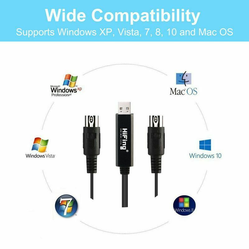 HiFing USB IN-OUT MIDI Interface Converter/Adapter with 5-PIN DIN MIDI Cabl