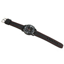 Man Wrist Watch Racing Sporty Quartz Movement Silicon Watchband Black  A