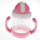 Infant Drinking Bottle Sippy Cups Baby Straw Cup Mug 240ML Cartoon Pink